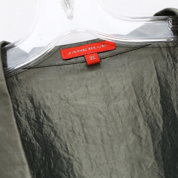 Jane Blue taffeta jacket blazer iridescent green plus size 3X evening shiny fall - Picture 2 of 8